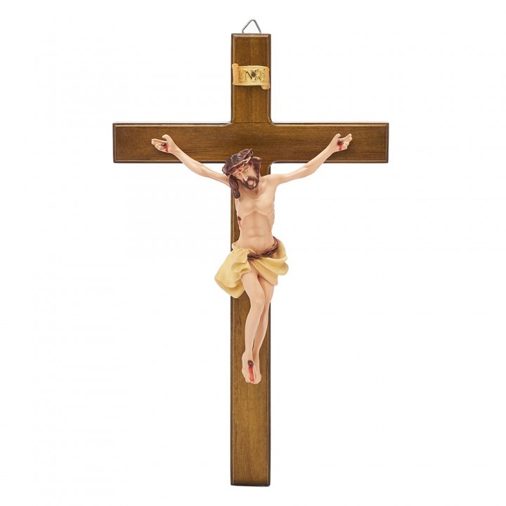 คาทอลิกแขวนข้ามไม้สักผ้างาช้าง 30 ซม. - fw5