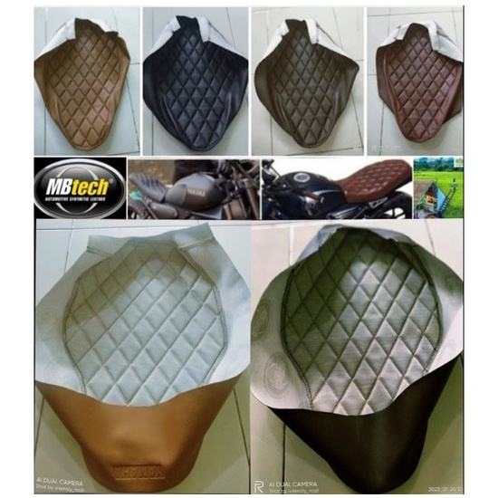 Xsr 155 wajit MODEL ผ้าห่อเบาะ วัสดุ MBtec, yamaha XSR 155 MOTORCYCLE seat leather, pres WAJIK MODEL