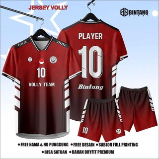 Jersey Volly jersey volli printing pria wanita gratis nama nomor punggung Bisa satuan