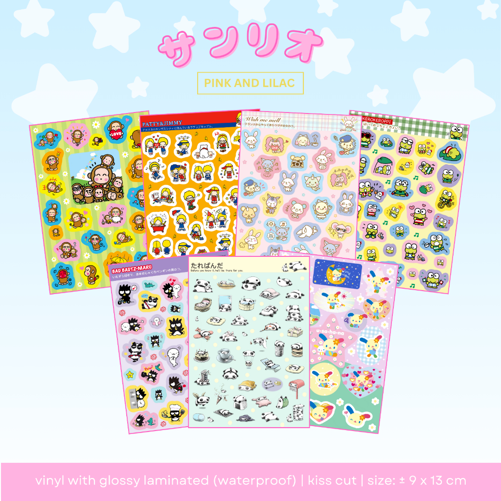 SANRIO แผ่นสติ๊กเกอร์ซานริโอวินเทจ | ธุรกิจ, Badtz maru, Monkichi, Wish me mell, Keroppi Deco Sticker Japan