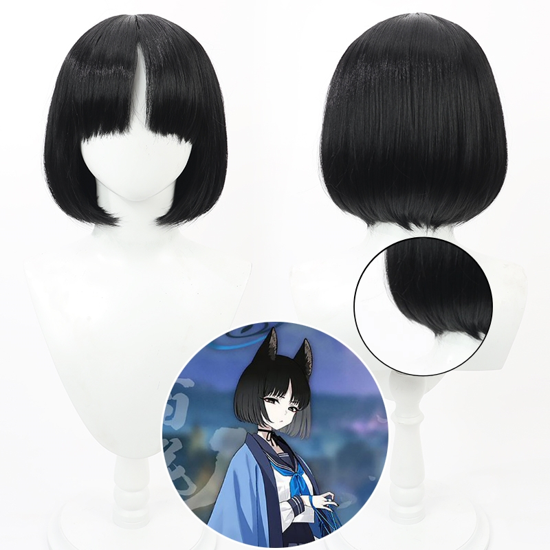 [READY JKY] Xuchang - วิกผม Kiryuu Kikyou - วิกผมคอสเพลย์ Blue Archive - วิกผมสีดําสั้น - สีดําเทา