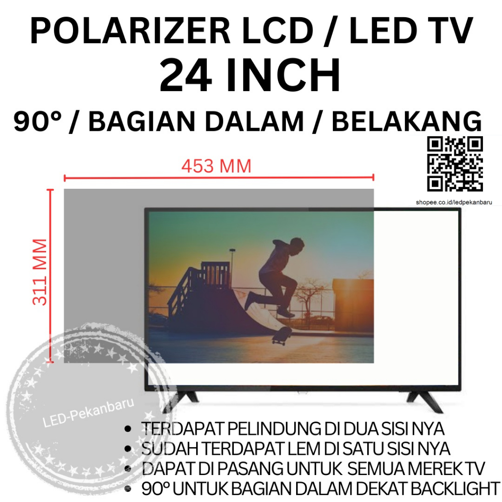POLARIS LCD LED TV 24 INCH 90 DEGREE POLARZER 24INCH INSIDE INC