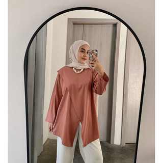 NADA TOP KAOS COMBED 30S OVERSIZED ASYMMETRICAL COMFY DAILY ATASAN