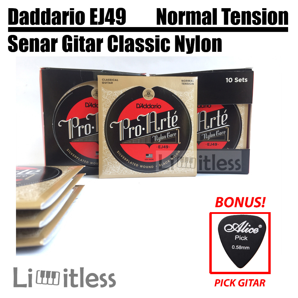 Daddario EJ49 Pro Arte Black Classic Nylon Guitar Strings / Classic Nylon Daddario Original USA
