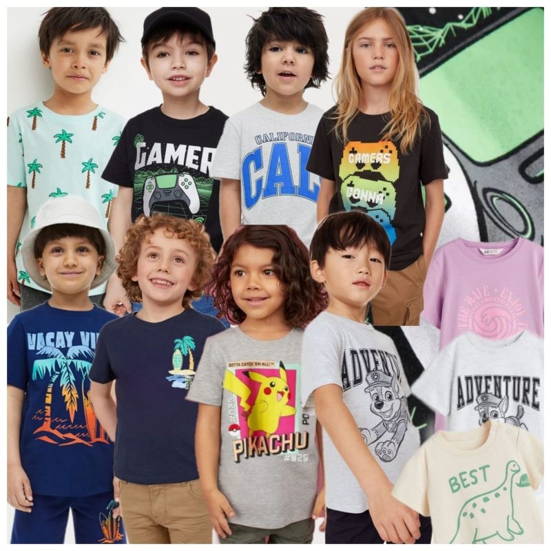 H&M ชม.&ม.&M เสื้อยืดแขนสั้นเด็กชาย / Boys& 39; เสื้อยืดแขนสั้น Hnm (1,5-14Y)