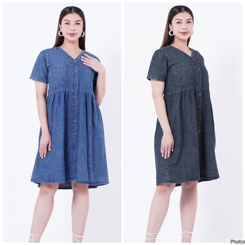 DENIM DRESS / DRESS RUFFLE DENIM JEANS SUPER SOFT DAILY 2901
