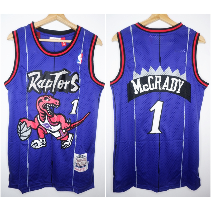 UNGU NBA CLASSIC HWC RAPTORS 1 TRACY MCGRADY PURPLE BASKETBALL JERSEY MITCHELL&NESS LOGO