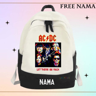 (ฟรีชื่อ) กระเป๋าเป้เด็ก พร้อมลวดลายกลุ่มเพลงร็อค "ACDC"