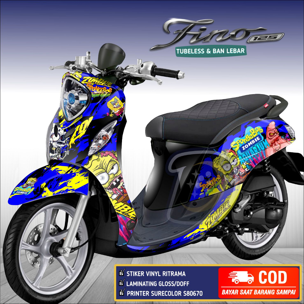 Decal Fino 125 Full Body Striping Yamaha Fino 125 สติกเกอร์ Fino 125 Spongebob Zombie