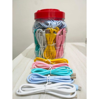 สายเคเบิลข้อมูล สีมาการอง สีสันสดใส Micro USB 50 ฟรี toples