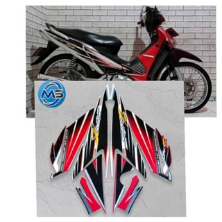 สติกเกอร์ลายทาง Honda Supra X 125 D 2005 สีแดง และสีขาว