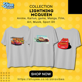 เสื้อยืด ลายรถแข่ง McQueen Lightning สําหรับเด็ก และผู้ใหญ่