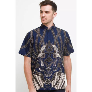 เสื้อเชิ้ตแขนสั้น ผ้าฝ้าย พิมพ์ลายนก Krisna Batik Arrayan Koko สําหรับผู้ชาย