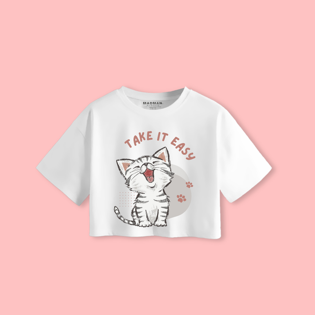 MADMAN Croptee TAKE IT EASY Premium | เสื้อครอปสีขาว | CRPP DMDM - 68