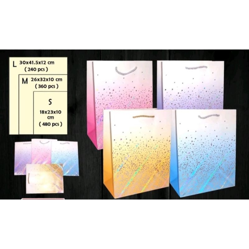 Paper Bag Holo Gradient Motif Paper Bag Motif Paper Bag Gift Bag Gift