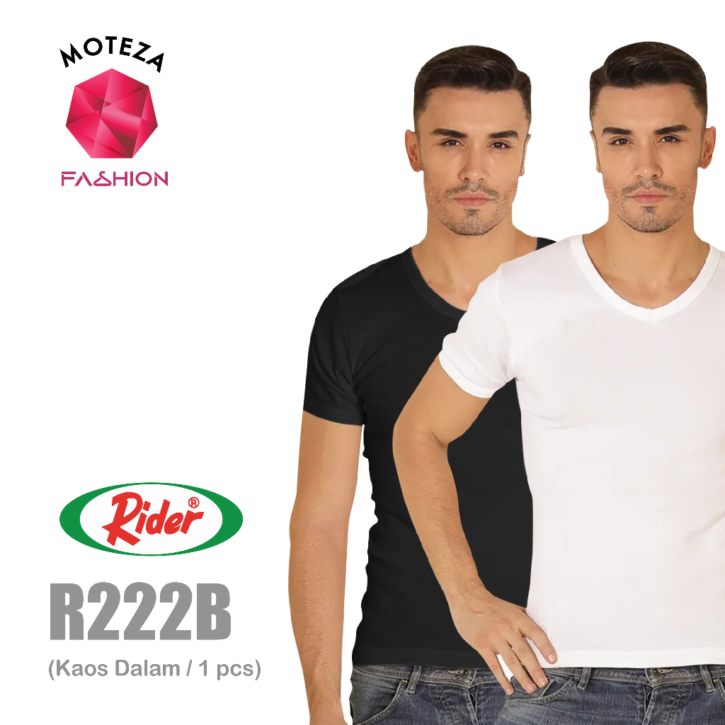 Hitam PUTIH Rider R 222 R222B เสื ้ อยืดผู ้ ชาย - V คอสีขาวสีดํา SML XL 3XL 4XL 5XL