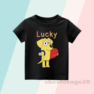 เสื้อยืด พิมพ์ลายการ์ตูน Bluey LUCKY สําหรับเด็ก