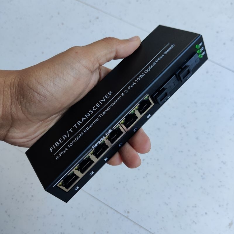 Media Converter ไฟเบอร์ออปติก 2FO6LAN 2F6E 2SC6RJ45 รองรับ PoE RPOE 10/100Mbps สวิทช์ 6 พอร์ต LAN 2 