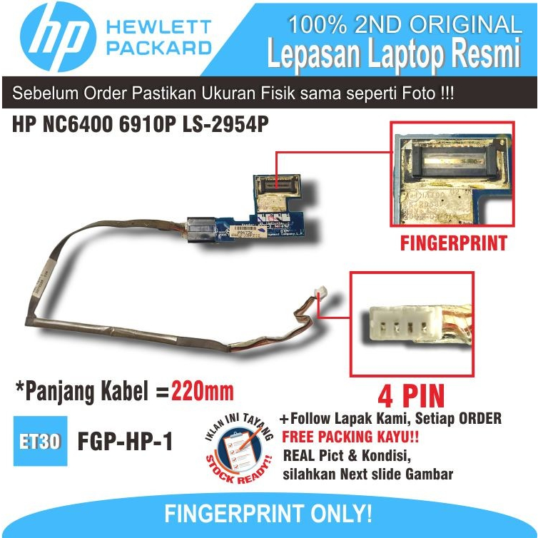 ET30 FGP-HP-1 บอร์ดเซ็นเซอร์อ่านลายนิ้วมือ HP NC6400 6910P LS-2954P