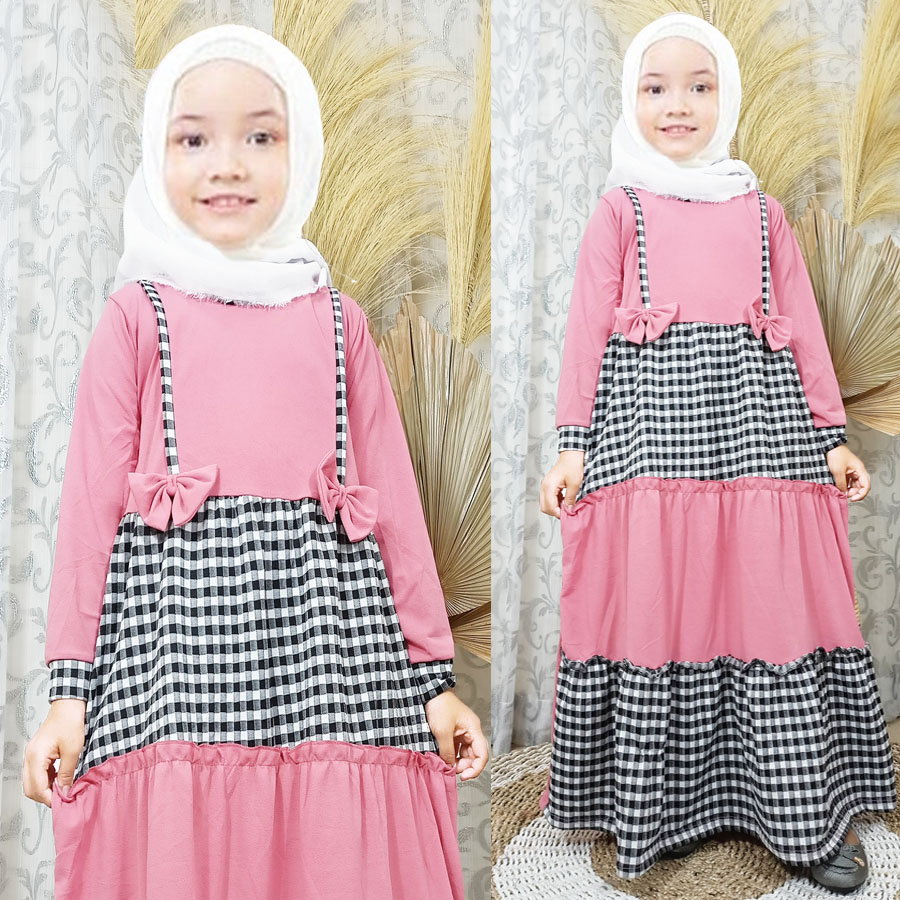 Carlina CHILDRENS GAMIS TARTAN DAILY AISYAH BOX COMBINATION OF KIDS DRESS 4-13 ปี