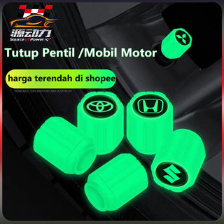 Tutup Pentil Logo Ban Hijau Glow Malam  Mobil Motor Glow In The Dark Luminous Cap Pentil Ban Sepeda