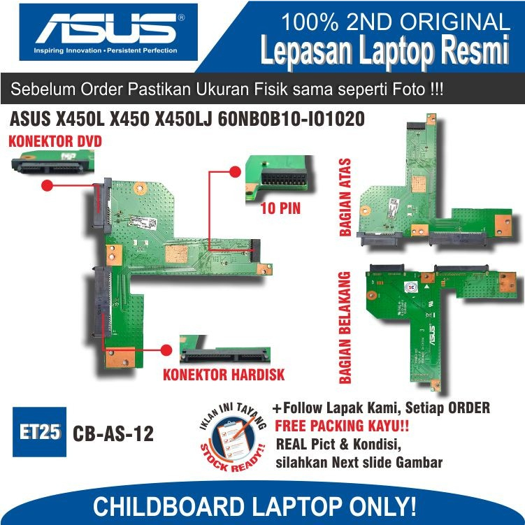 ET25 CB-AS-12 CHILDBOARD ASUS X450L X450 X450LJ A540L 60NB0B10-IO1020