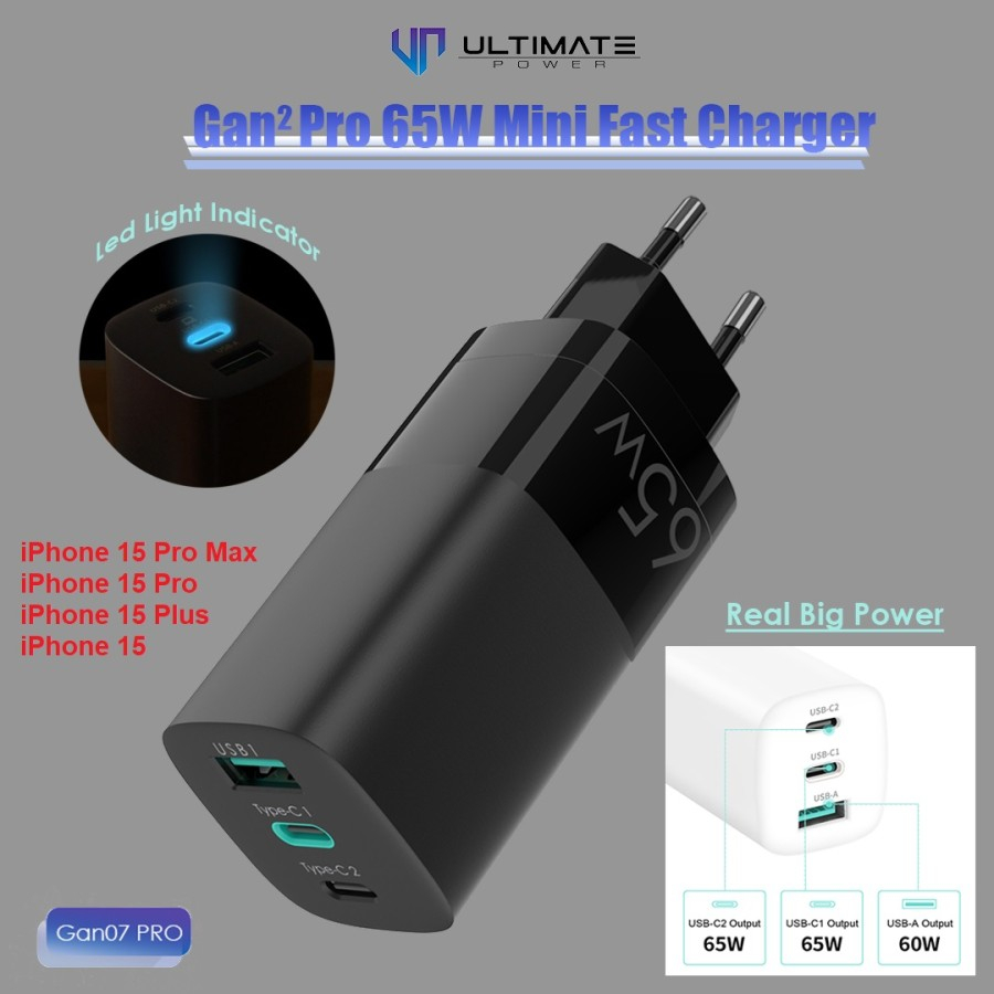 เครื่องชาร์จ PPS 65W Fast Charging iP 15 Pro Max 15 plus Gan07 PRO