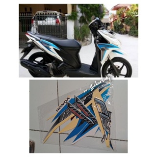 สติกเกอร์ติดตัวถังรถยนต์ สีขาว สีฟ้า สําหรับ Honda Vario Techno 125 2013