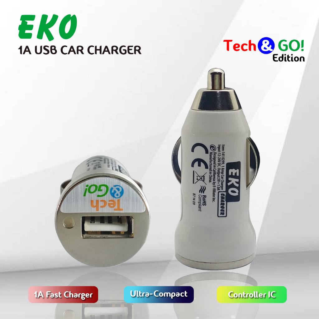 REAL 1A TECH & GO CAR CHARGER + สาย USB MICRO USB