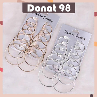 6Pasang/Set Anting Hoop Bulat Ukuran Kecil Ke Besar Gaya Vintage Untuk Pesta Wanita