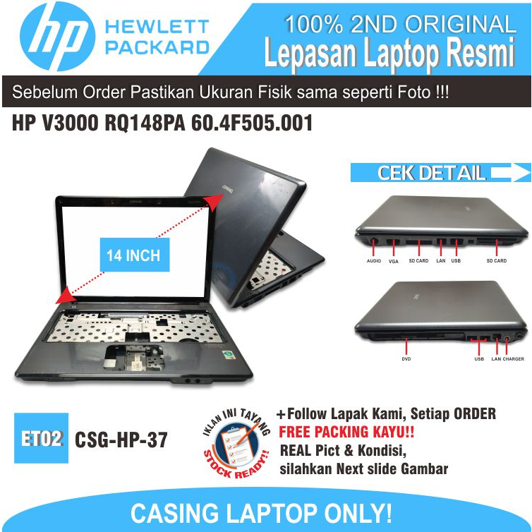 ET02 CSG-HP-15 CASING FULL SET LAPTOP HP V3000 RQ148PA 60.4F505.001
