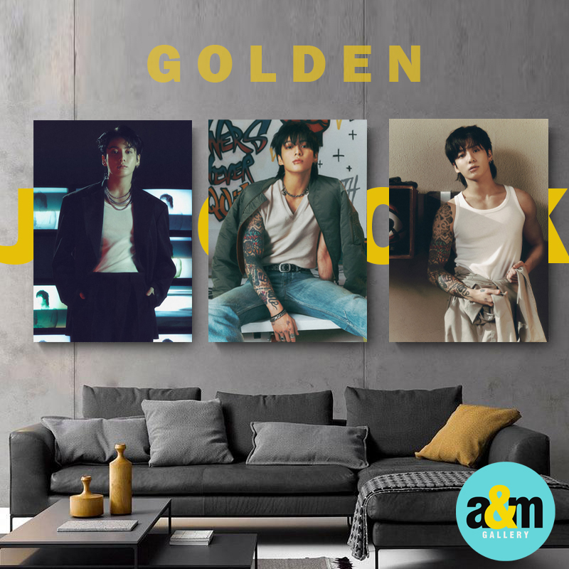 JUNGKOOK BTS GOLDEN โปสเตอร์ไม้รุ่นอัลบั้ม I แขวนผนังตกแต่งห้อง I K-POP โปสเตอร์ไม้ตกแต่งห้อง - A&M