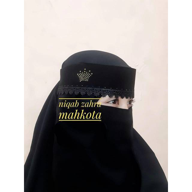 Niqab zahra mahkota veil mahkota veil niqab zahra ตกแต่งลูกไม้รายการ swarovski crown premium ceruty babydoll veil