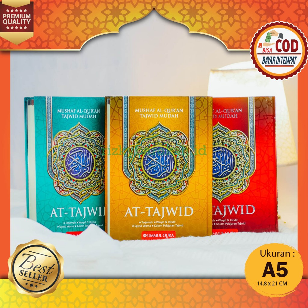 Mushaf Al-Quran Tajwid Easy Al-Quran At-Tajwid A5 HC แปล ทัชมาวิท สี Waqaf Ibtida Lesson คอลัมน์ระบา