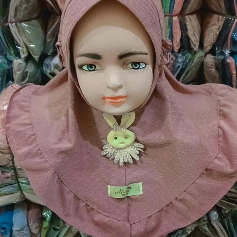 Baby Instant Hijab 0-3 Years / Baby Daily Hijab 0-3 Years / Panda Skirt Rubber Ruffled Veil