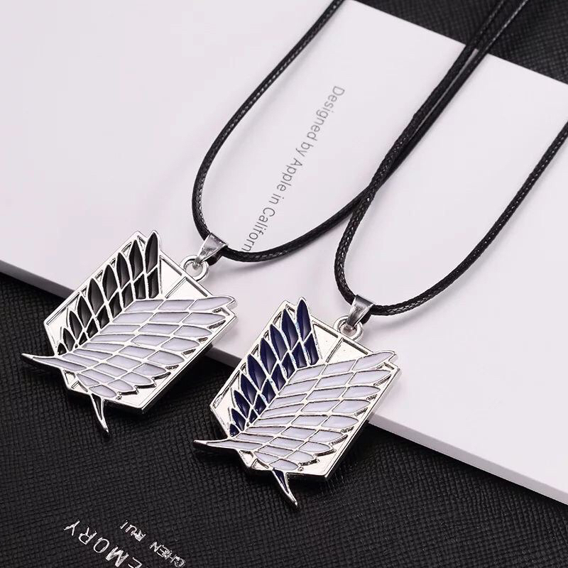 Hitam Wibu สร้อยคอ AOT โลโก้สีดําสายคล้องคอ Unisex อะนิเมะ Attck บน Titan SNK ปีกแห่ง Freedom Shinge
