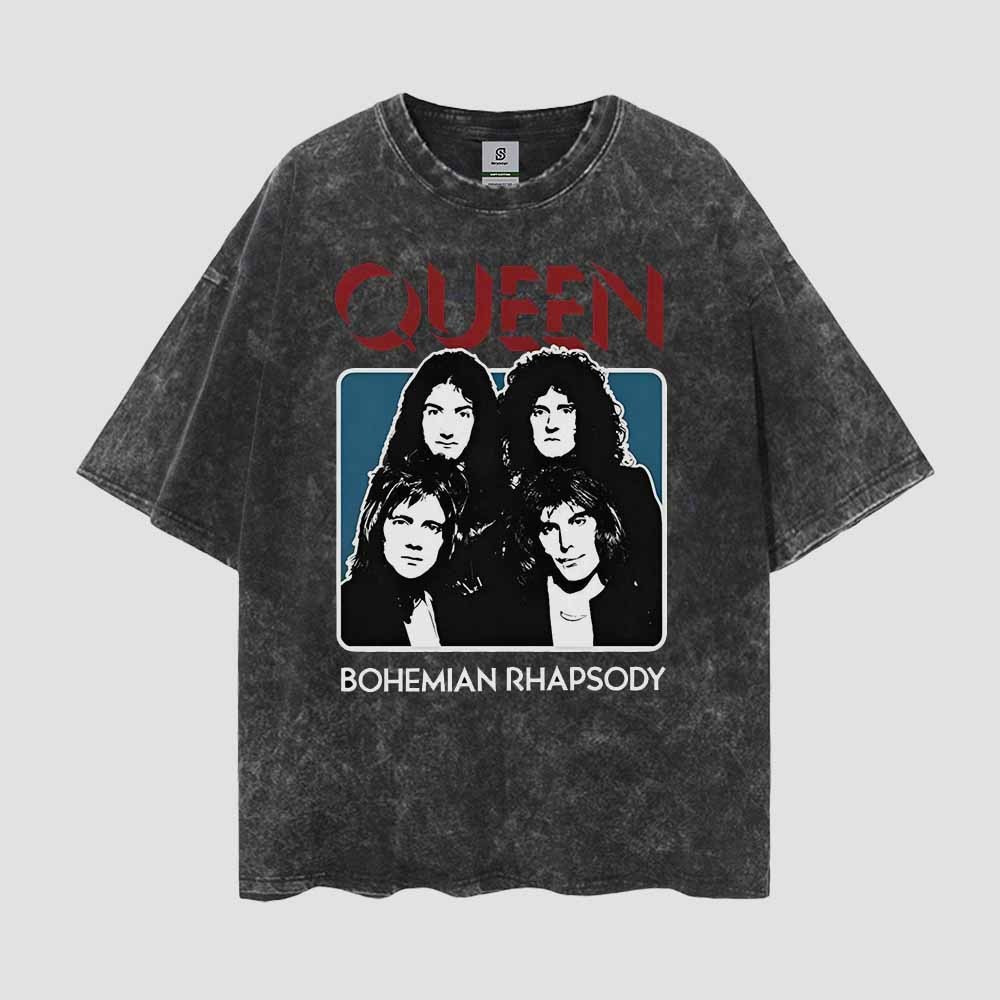 Queen Bohemian Rhapsody Vintage Style Oversize Washed Tee
