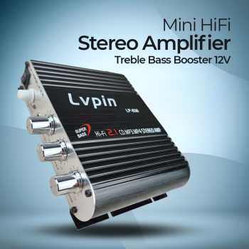 LVPIN Mini HiFi เครื่องขยายเสียงสเตอริโอ Treble Bass Booster 12V - LP-838