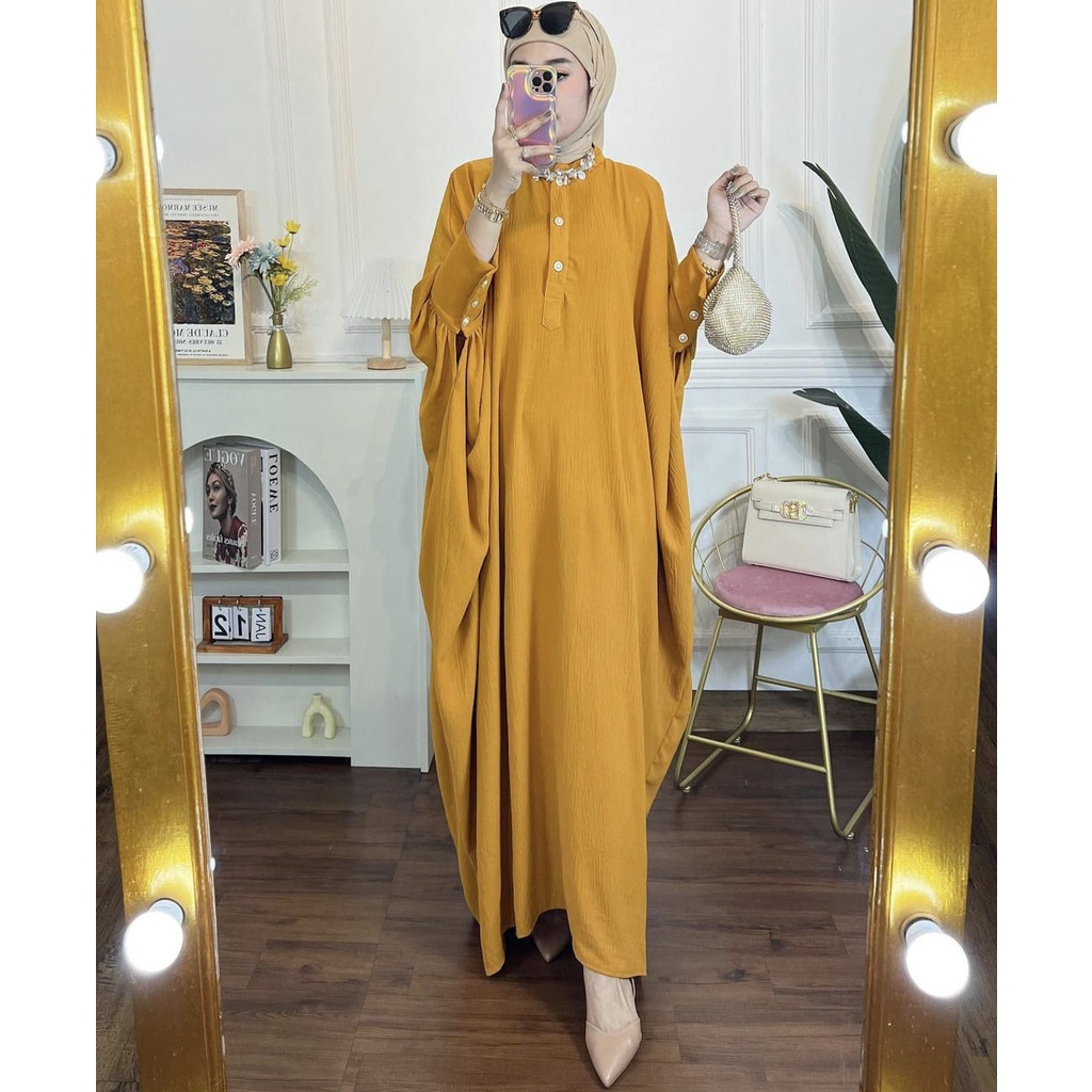 NILAM GAMIS DRESS KAFTAN WOMENS TOP ABAYA CRINKLE AIRFLOW PREMIUM (KJI) Grossirahijabsolo