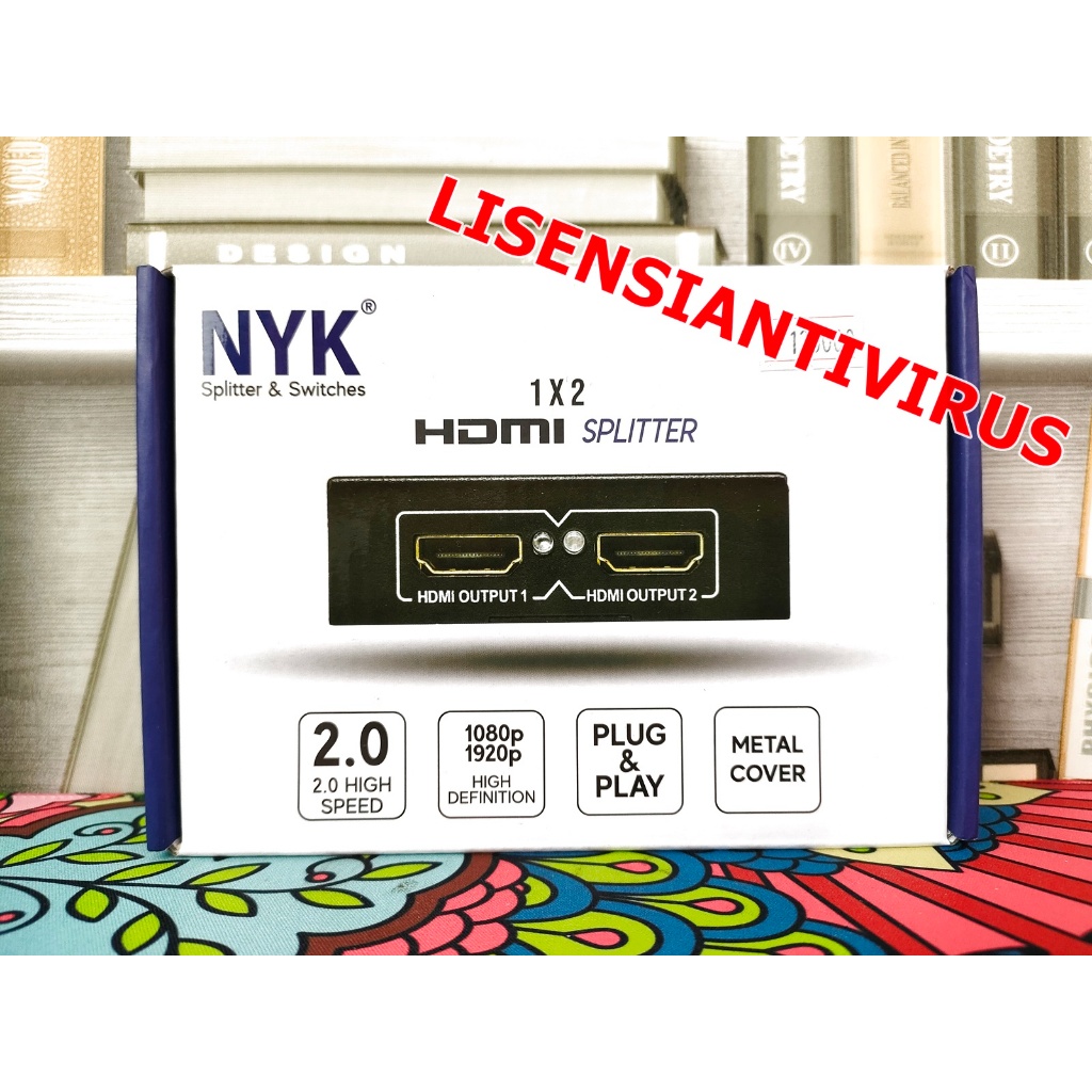 NYK HDMI Splitter 2 Port Plus Adapter 5V HDMI Splitter