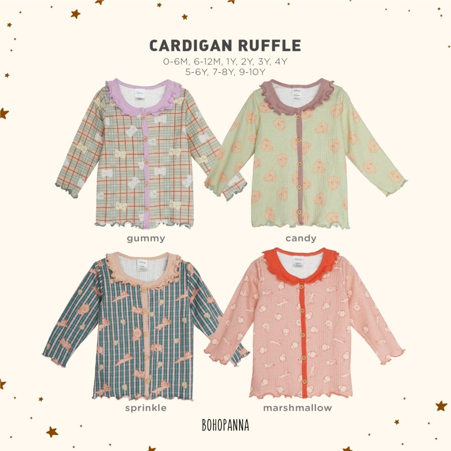 BOHOPNA - BOHOPNA X DISNEY CARDIGAN RUFFLE | เสื้อแจ็คเก็ตเด็กผู้หญิงแบบบางลายดิสนีย์เสื้อคาร์ดิแกนโ