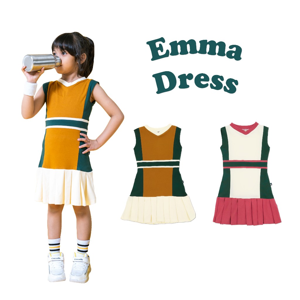 BDOSTORE l Gomu Gomu Tennis Club |ชุดเดรส Emma l ชุดเดรสเด็กผู้หญิง l ชุดเดรสแขนกุดลําลองที่ไม่ใช่ทา