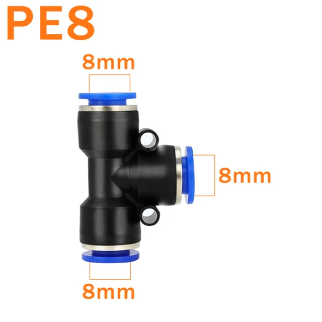 ตัวเชื่อมต่อล็อคสลิป TEE T 8 มม. Pnuematic ท่อ