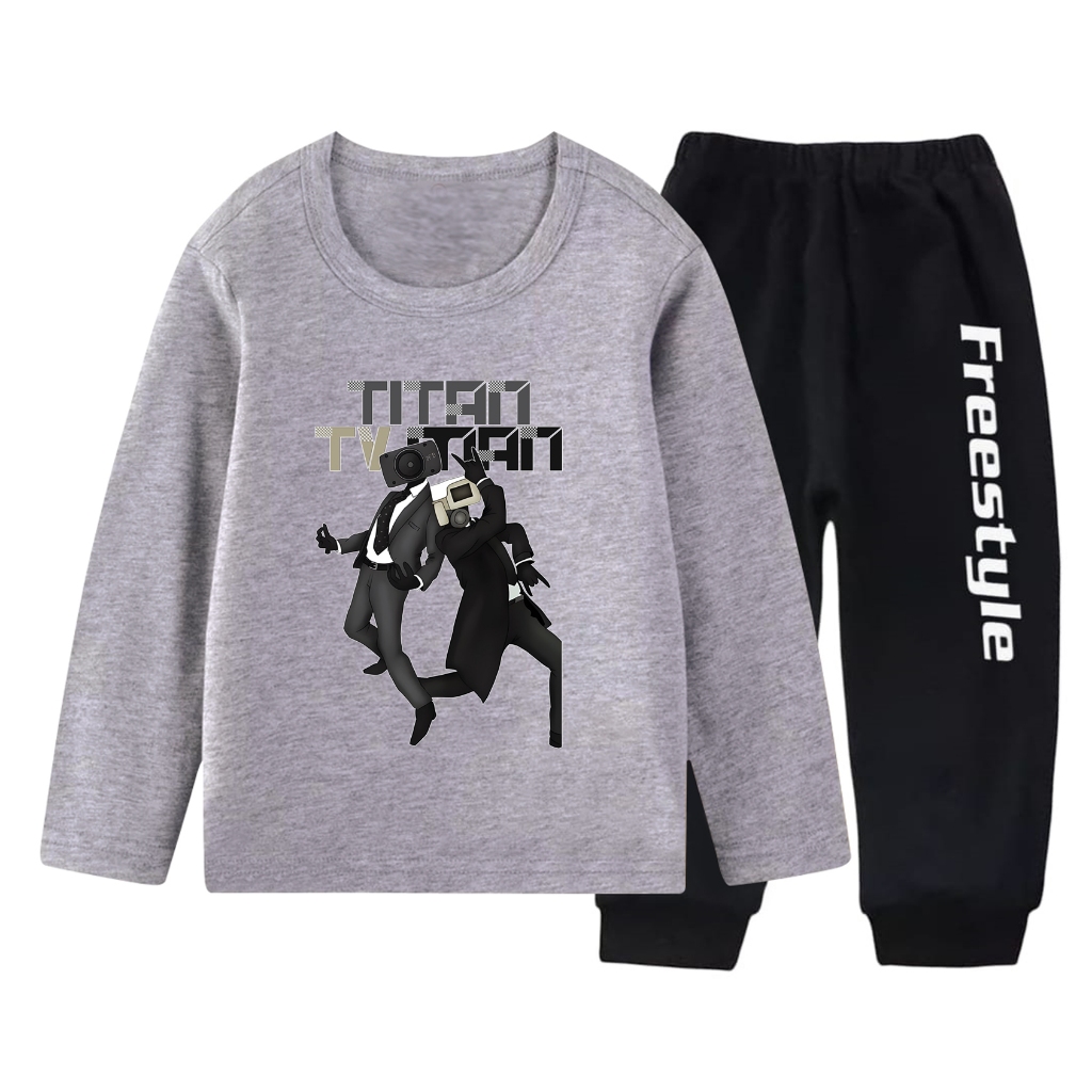 TITAN TVMAN เสื้อยืดแขนยาวเด็ก Top SET อายุ 1-11 ปี