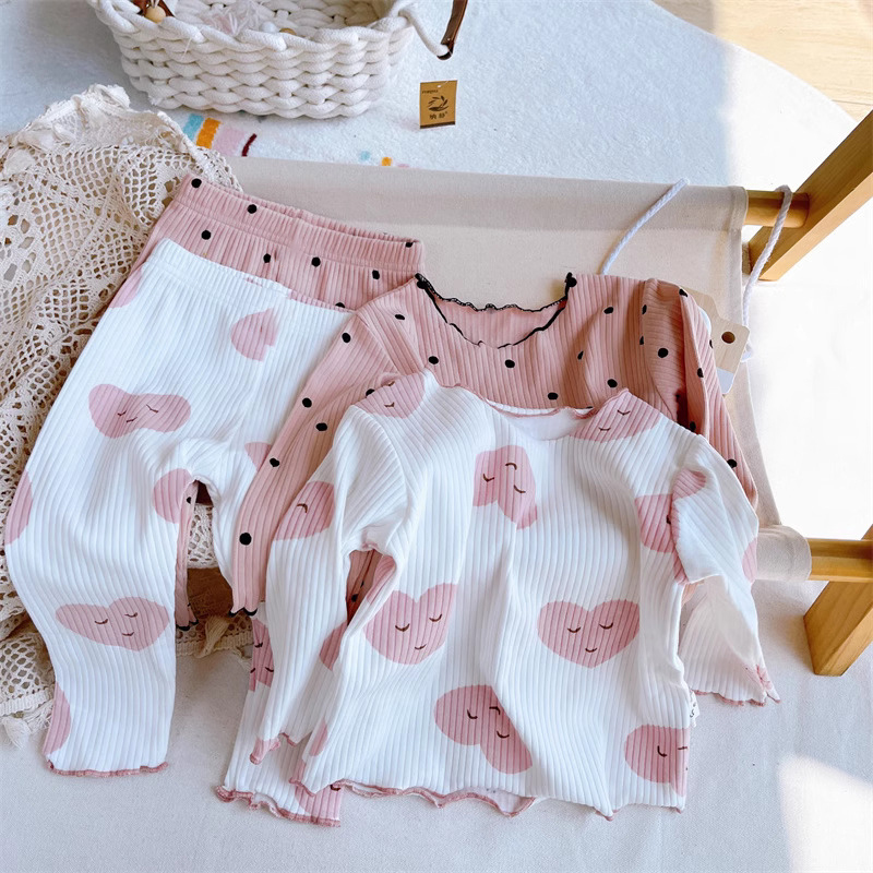 IL - CUTE TALIA/LALITA POLKA PAJAMA SET WITH LOVE POLKADOT MOTIF / LALITA CHILDRENS SLEEPWEAR SET