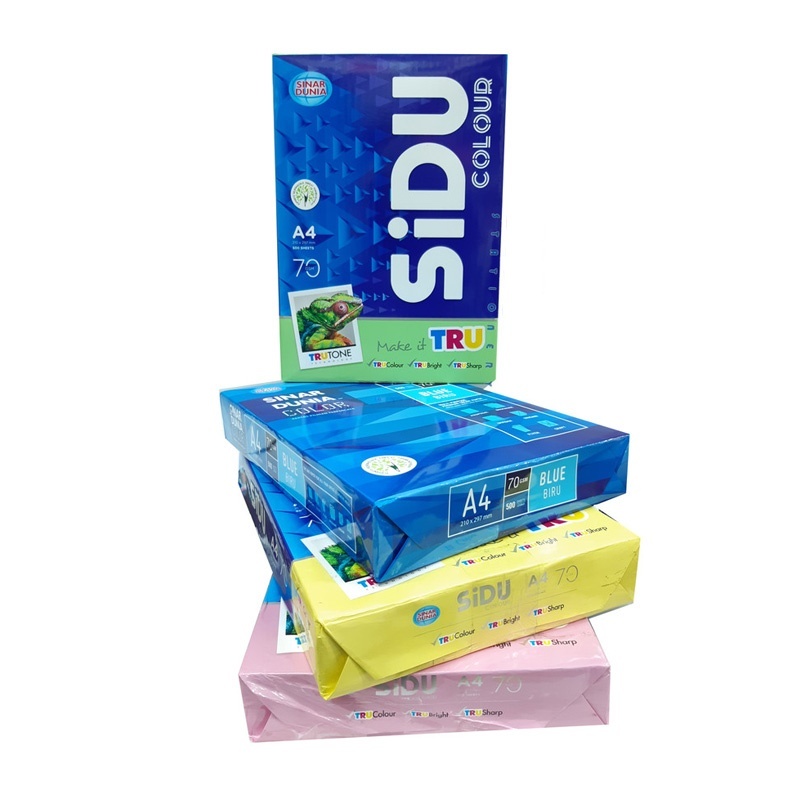 กระดาษสี 70 แกรม A4 Sidu HVS 500 แผ่น