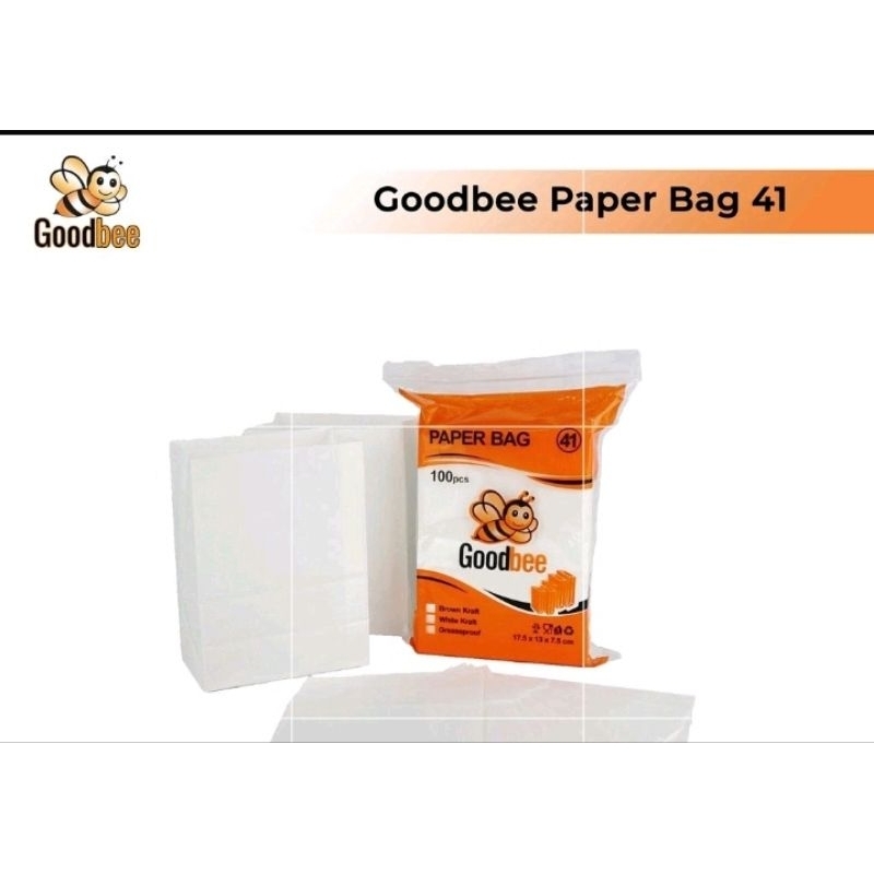 PAPER BAG - SOS BAG CODE 41 - WHITE KRAFT - POTATO PAPER BREAD BAG - 100 ชิ้น