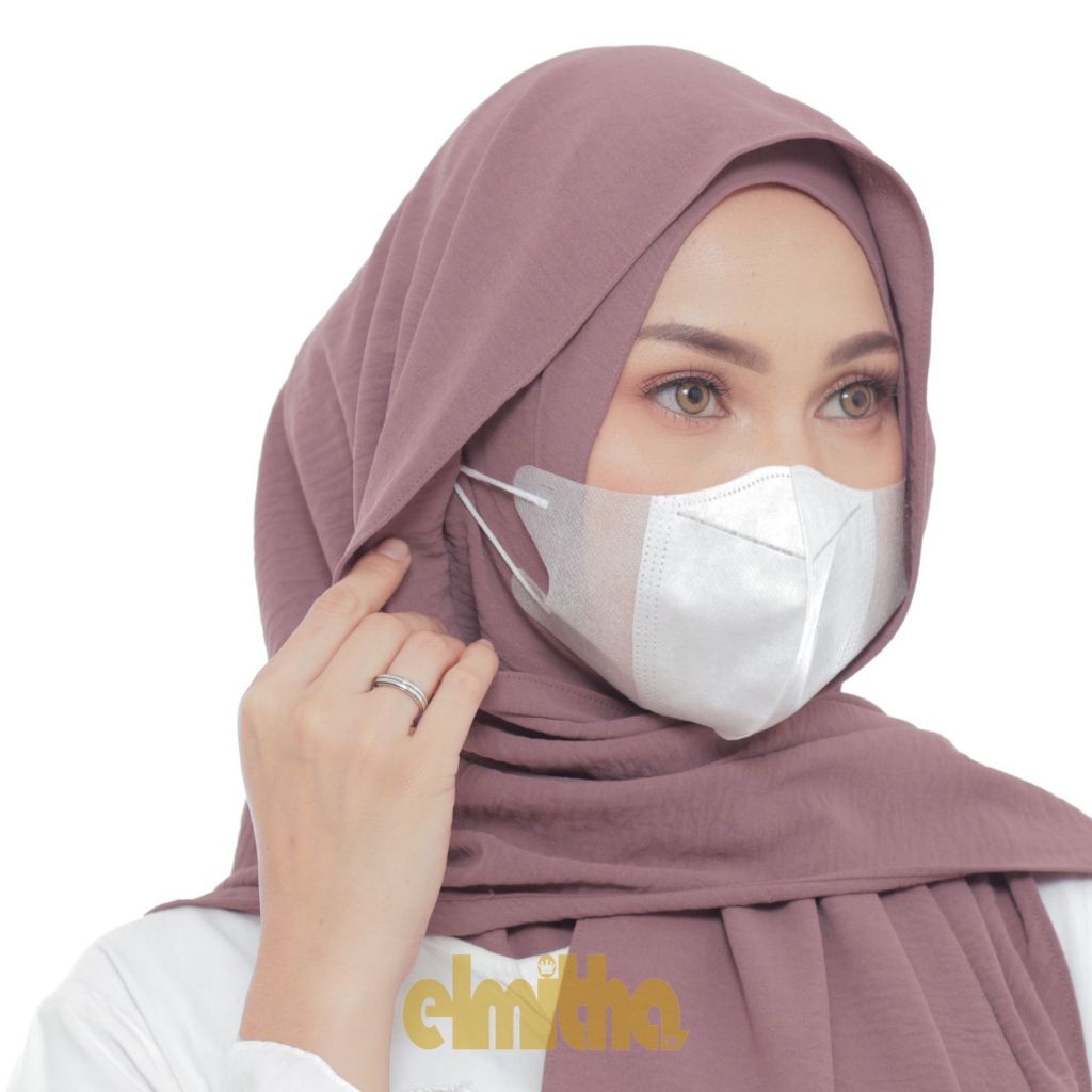 INSTANT PASHMINA OVAL CRINKLE HQ 2IN1 ปกคอหน้ากาก By elmitha hijab