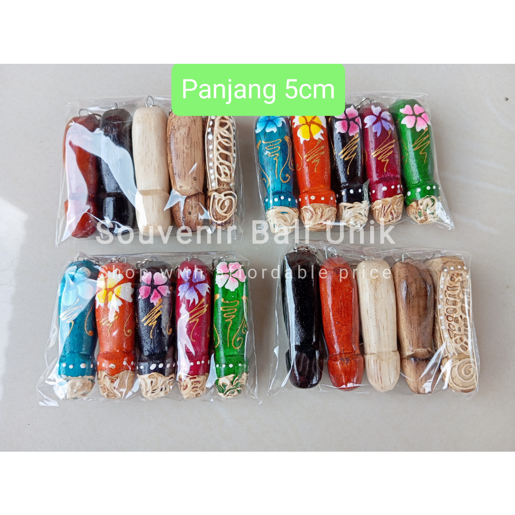 กันตุนแกน ของที่ระลึกพวงกุญแจที่ไม่ซ้ํากัน 5 ชิ้น ยาว 5 ซม. ของที่ระลึกบาหลี
