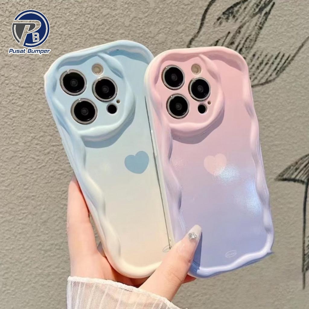 SS877 SOFTCASE SILICON GRADIENT LOVE HEART 3D CURVED WAVY EDGE SOFT TPU COVER สําหรับ OPPO A5 A5i 20